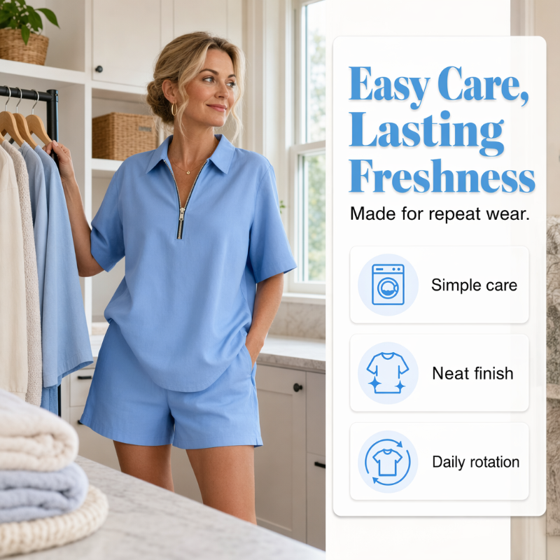 ⌛Offre à durée limitée – Ensemble décontracté deux pièces pour femme : haut à manches courtes et demi-zip et short