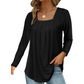 Women's Elegant Pleated Square Neck Top
