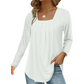 Women's Elegant Pleated Square Neck Top