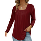 Women's Elegant Pleated Square Neck Top