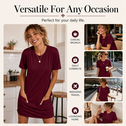 Robe t-shirt ample d'été pour femme, avec poches