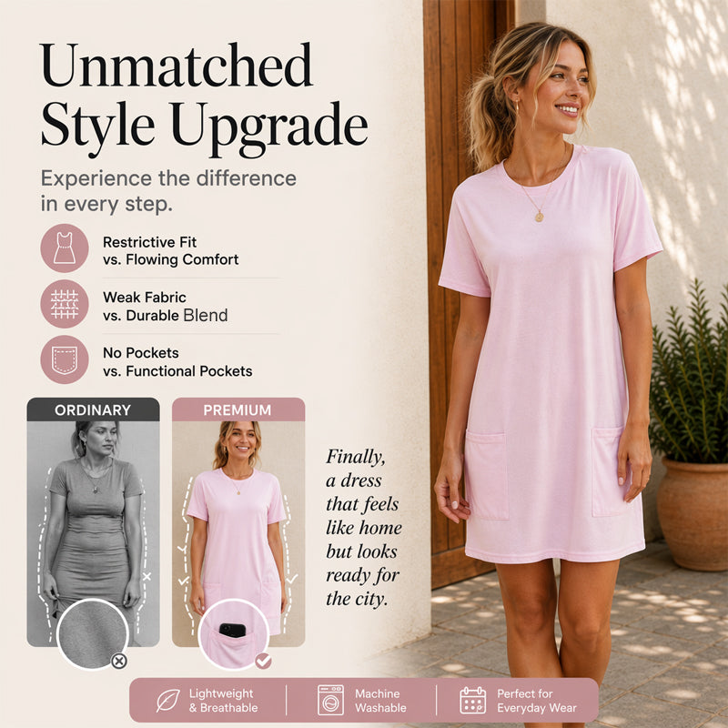 Robe t-shirt ample d'été pour femme, avec poches