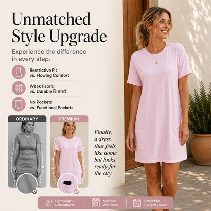 Robe t-shirt ample d'été pour femme, avec poches