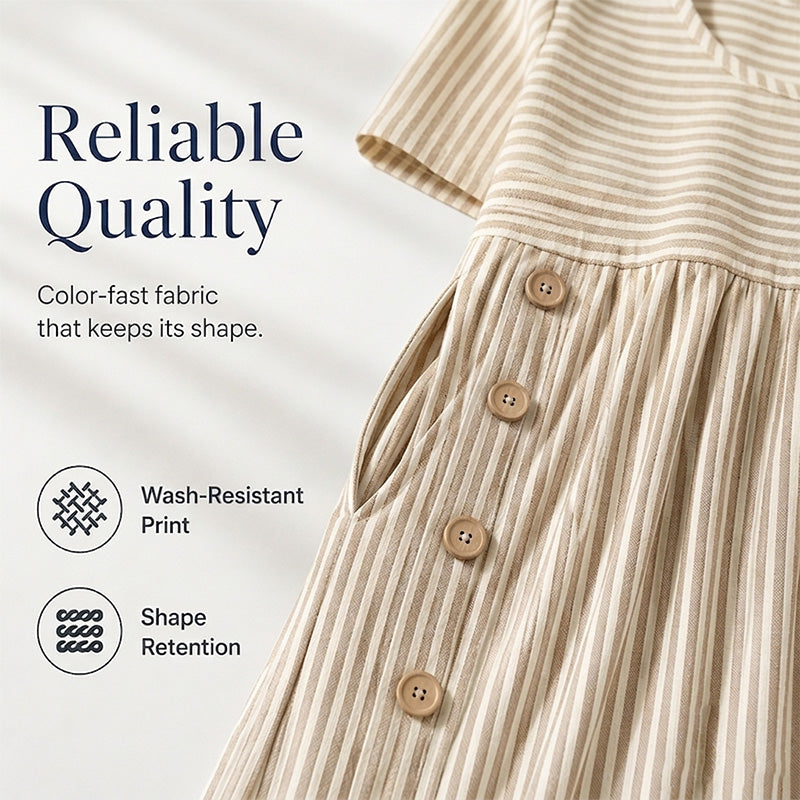 🌀☁️ OFFRE LIMITÉE -50% ! 👗 Robe Décontractée Rayée Femme – Coupe Ample & Rayures Douces – Parfaite pour un Style Quotidien Sans Effort.