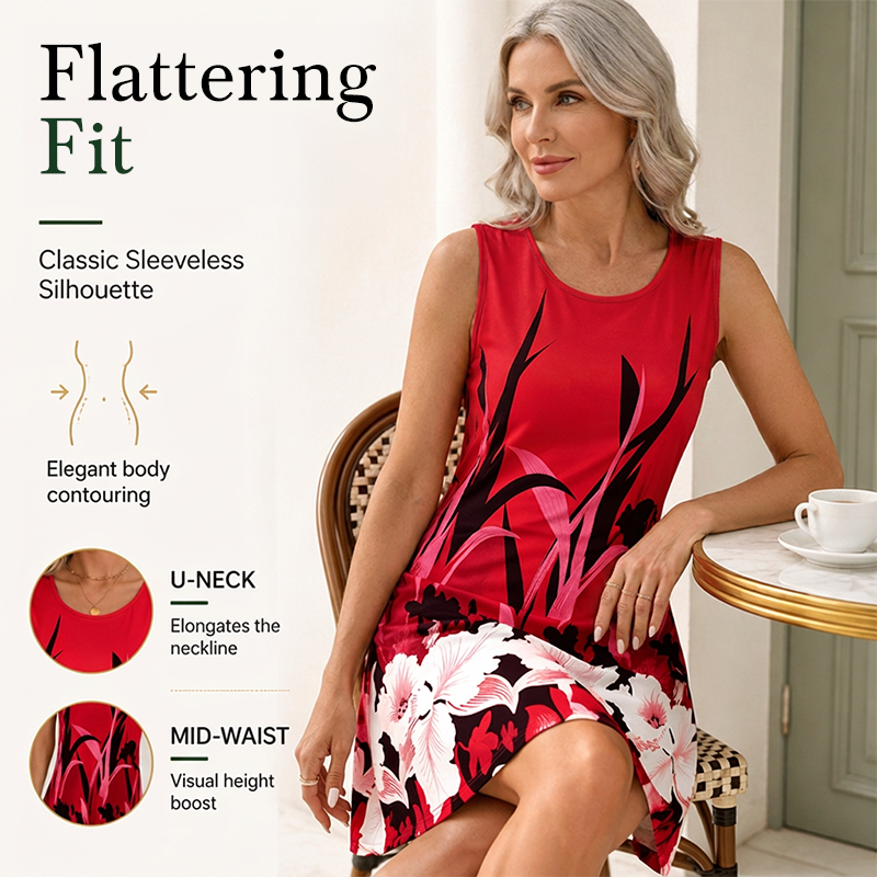 🌿🏖️ OFFRE LIMITÉE -50% ! 🌸 Robe Fleurie Sans Manches – Coton Léger & Charme Décontracté – Idéale pour les Escapades à la Plage.