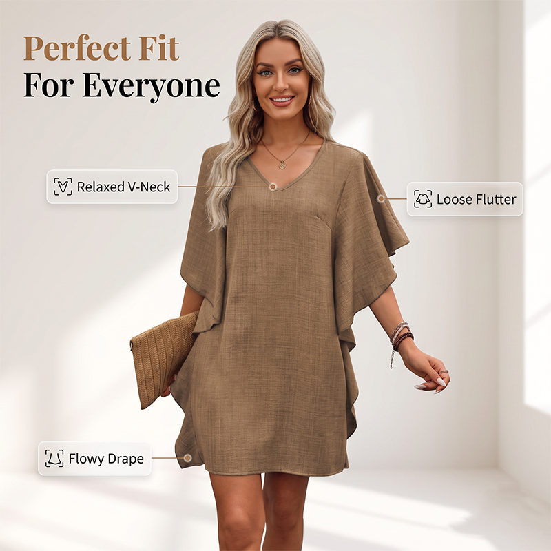 Tendance du moment ⭐💃 Robe élégante à col V et volants – Une silhouette flatteuse pour toutes les morphologies