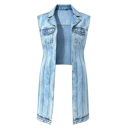👗 50% DE RÉDUCTION! 👖 Robe Gilet en Jean Sans Manches Fente Haute – Coupe fluide, denim léger & style tendance – Parfaite pour l'été et les journées décontractées ☀️