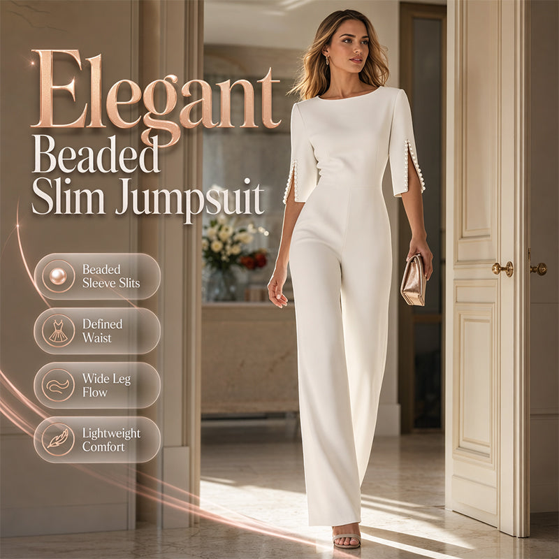 ✨Élégant, schmal geschnittener Jumpsuit mit Perlenverzierung