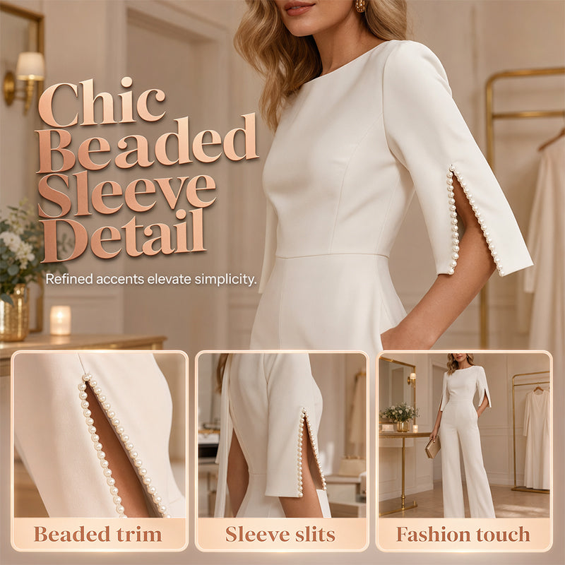✨Élégant, schmal geschnittener Jumpsuit mit Perlenverzierung