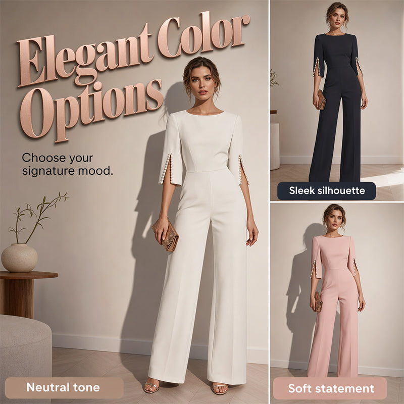 ✨Élégant, schmal geschnittener Jumpsuit mit Perlenverzierung