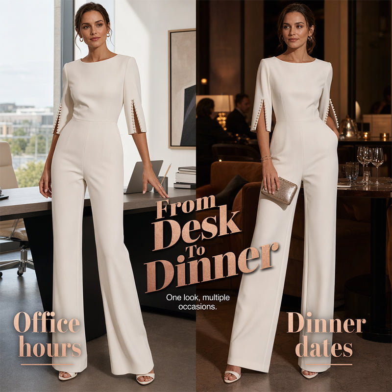 ✨Élégant, schmal geschnittener Jumpsuit mit Perlenverzierung