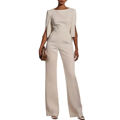 ✨Élégant, schmal geschnittener Jumpsuit mit Perlenverzierung