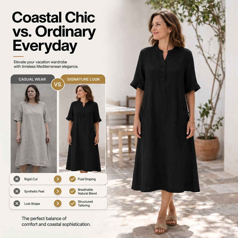 Robe d'été décontractée à boutons pour femme