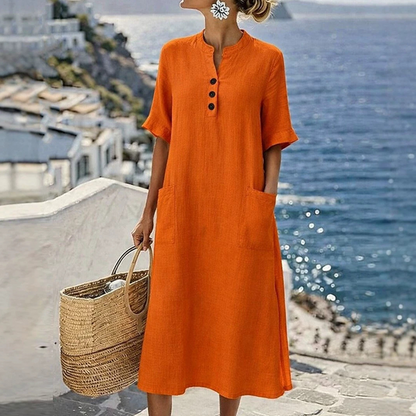 Robe d'été décontractée à boutons pour femme