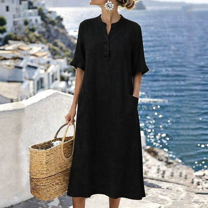 Robe d'été décontractée à boutons pour femme