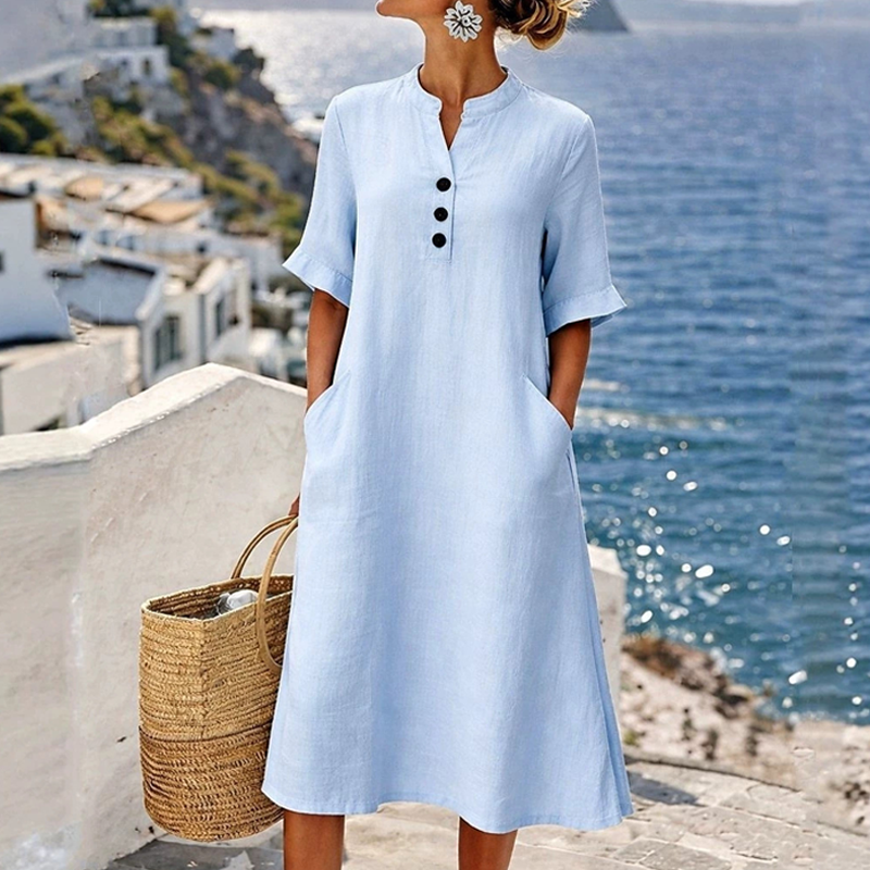 Robe d'été décontractée à boutons pour femme