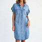 👗 Robe Chemise en Jean Femme – Manches Courtes, Col Chemise, Boutons sur le Devant et Poches🔥-52%🍃 Robe chemise jean femme confortable, facile à associer au quotidien