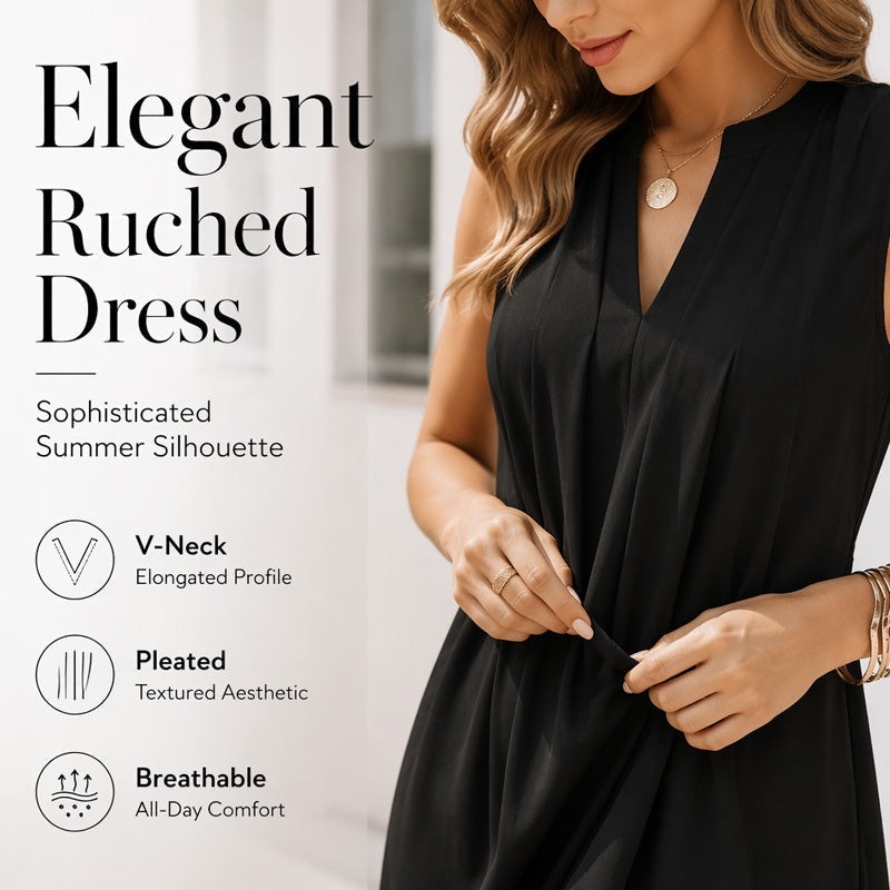 🍃👗 -50% ! 🌿Robe plissée col V – Légère & fluide.