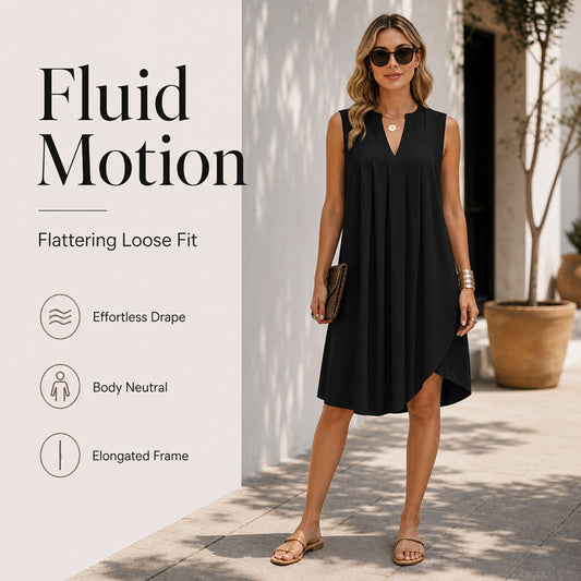 🍃👗 -50% ! 🌿Robe plissée col V – Légère & fluide.