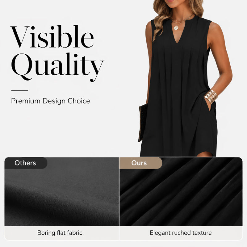 🍃👗 -50% ! 🌿Robe plissée col V – Légère & fluide.
