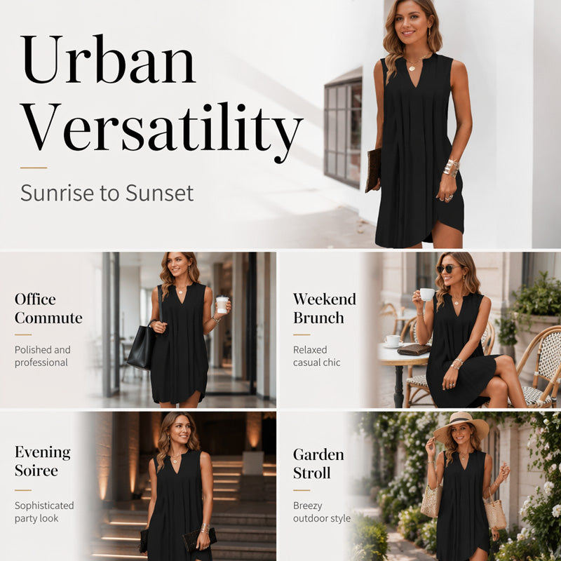 🍃👗 -50% ! 🌿Robe plissée col V – Légère & fluide.