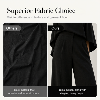 Ensemble élégant pour femme composé d'un haut cape à col montant et d'un pantalon à jambes larges