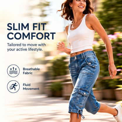 Jean capri à coupe droite pour femme