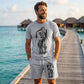 👕 50% DE RÉDUCTION! 🩳 Ensemble Imprimé Homme – T-shirt & Short motif Père et Fils – Coton doux, design tendre & style décontracté – Parfait pour des moments complices en famille 👨‍👦