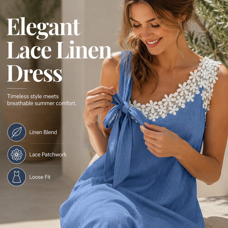 Robe élégante en dentelle avec nœud aux épaules pour femme
