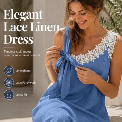 Robe élégante en dentelle avec nœud aux épaules pour femme