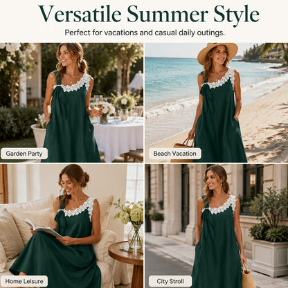 Robe élégante en dentelle avec nœud aux épaules pour femme