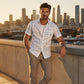 👔 -50% ! 📐 Chemise Homme à Imprimé Géométrique – Coupe Décontractée & Manches Courtes – Tissu Doux & Tombant Fluide pour Plage et Vacances 🌴