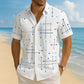 👔 -50% ! 📐 Chemise Homme à Imprimé Géométrique – Coupe Décontractée & Manches Courtes – Tissu Doux & Tombant Fluide pour Plage et Vacances 🌴