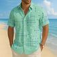 👔 -50% ! 📐 Chemise Homme à Imprimé Géométrique – Coupe Décontractée & Manches Courtes – Tissu Doux & Tombant Fluide pour Plage et Vacances 🌴