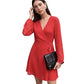 Women Elegant Solid Color Wrap Dress