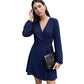 Women Elegant Solid Color Wrap Dress