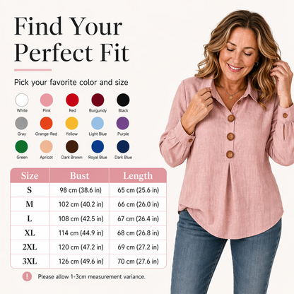 Haut à boutons pour femme, avec col à revers élégant