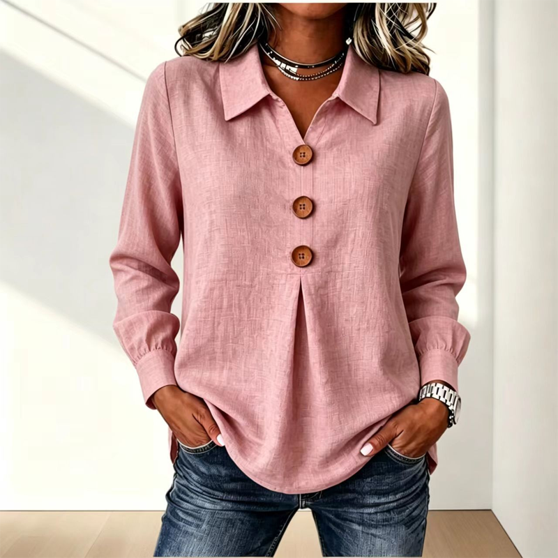 Haut à boutons pour femme, avec col à revers élégant