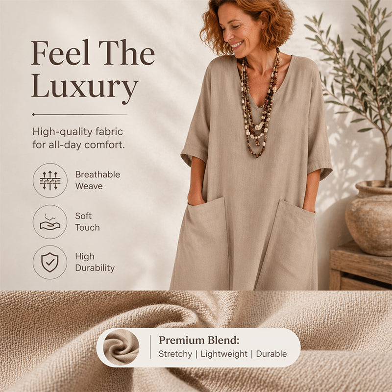 Robe longue de vacances ample à col en V pour femme
