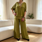 Ensemble deux pièces pour femme avec pantalon à jambes larges