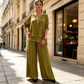 Ensemble deux pièces pour femme avec pantalon à jambes larges