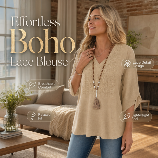 🔥‑50 % – OFFRE LIMITÉE ! Haut décontracté femme à col V et broderies 👚✨