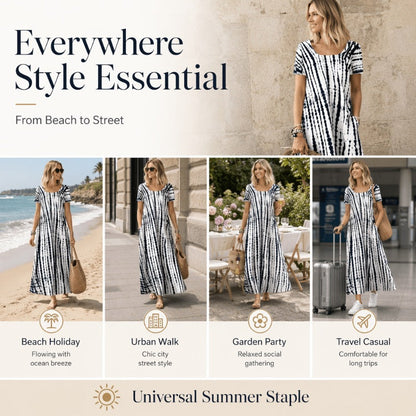 🌸 -50% MAINTENANT ! 🌸Robe décontractée ample pour femme, imprimé tie-dye