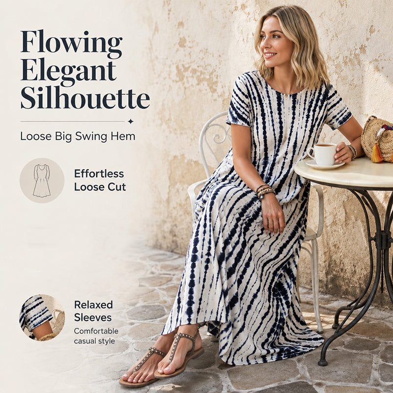 🌸 -50% MAINTENANT ! 🌸Robe décontractée ample pour femme, imprimé tie-dye