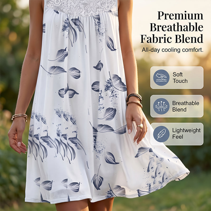 Robe imprimée sans manches à col rond pour femme