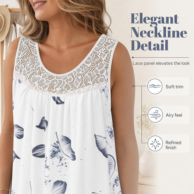 Robe imprimée sans manches à col rond pour femme