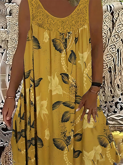 Robe imprimée sans manches à col rond pour femme