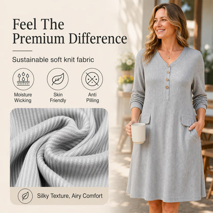 Robe en maille à rayures verticales et col en V pour femme