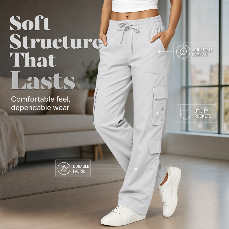 💥Nouveautés et offres spéciales - Pantalon cargo décontracté pour femme, à multiples poches et taille élastiquée