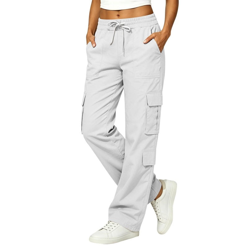 💥Nouveautés et offres spéciales - Pantalon cargo décontracté pour femme, à multiples poches et taille élastiquée